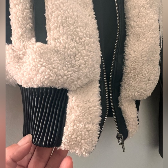 Blank NYC Girls Kids Faux Leather Shearling Jacket Size M - Picture 2 of 11